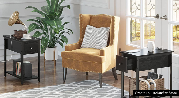 narrow end table with drawer