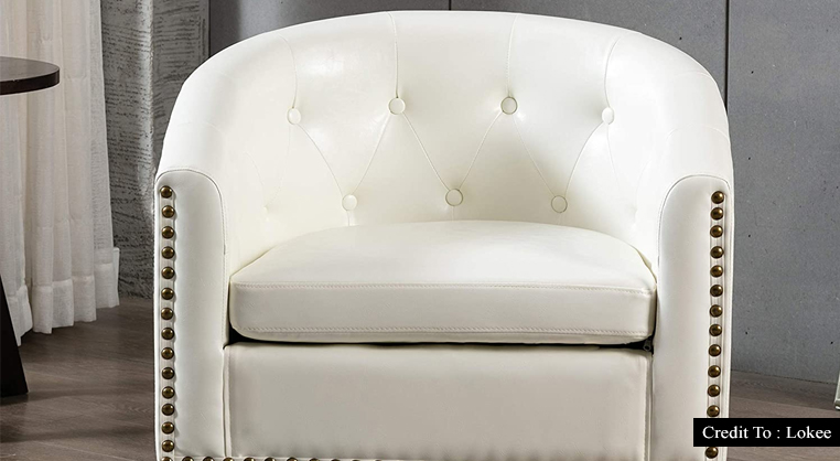 white barrel chair