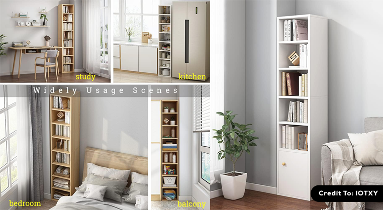 Narrow White Bookcase