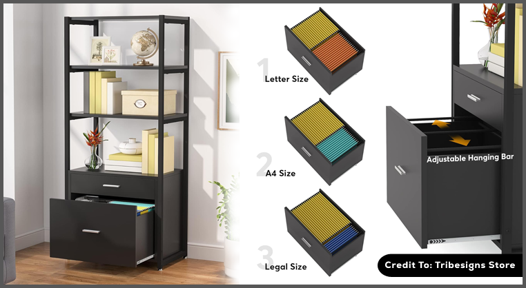 Bookshelf With Filing Cabinet