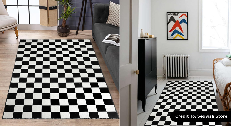 Checkered area rug